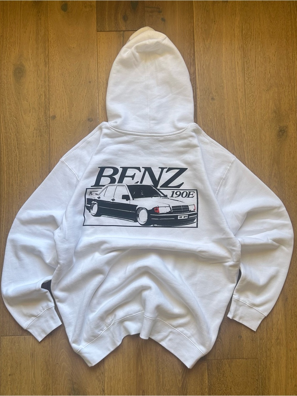 White Mercedes Benz Car Sports Oversized Hoodie